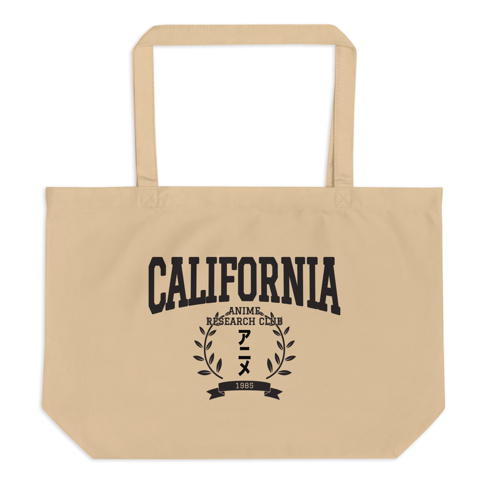 California Anime Research Club Fun Graphic Large Tote Bag-Beige