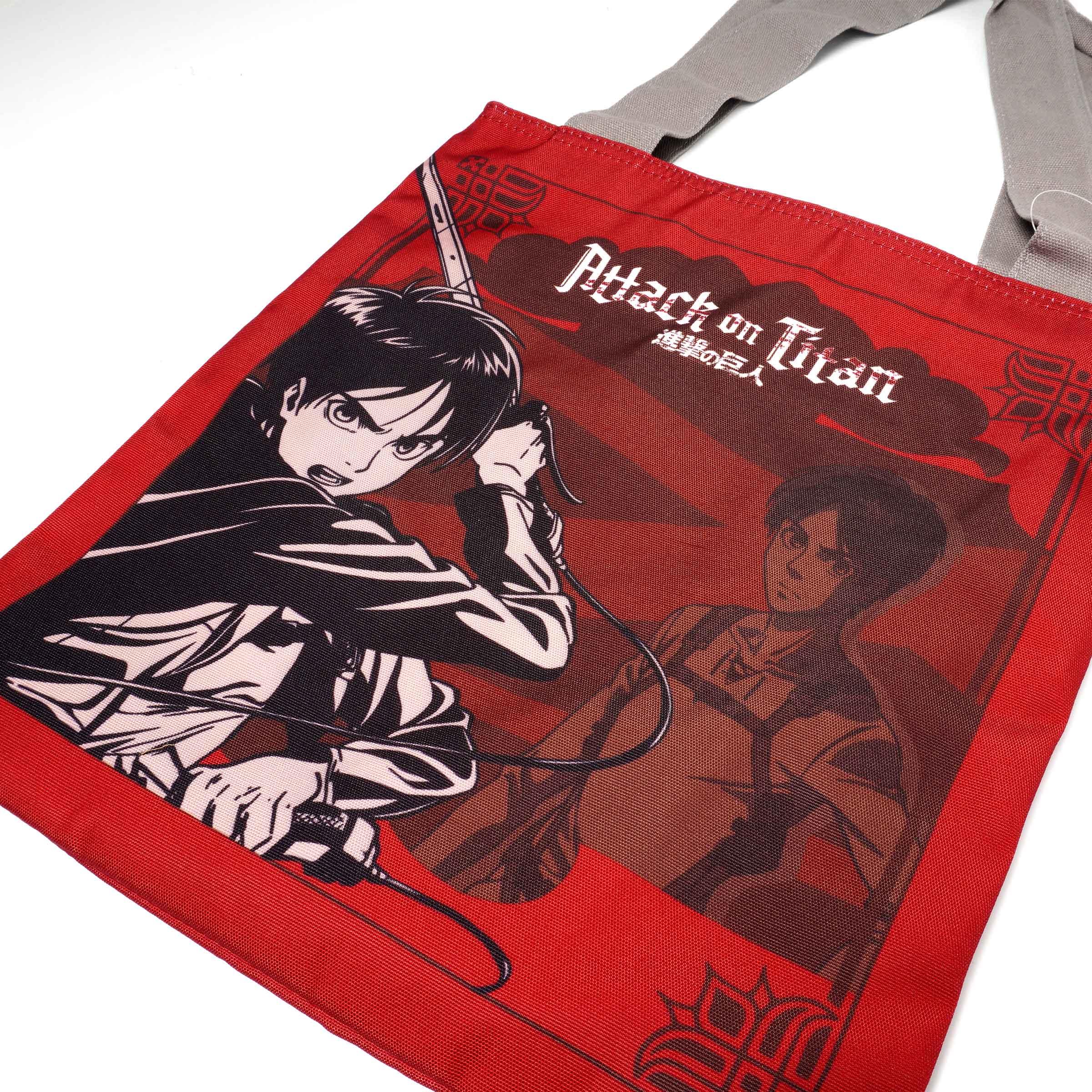 Attack on Titan Eren Red Canvas Character Tote Bag - BUCKET POPCORN