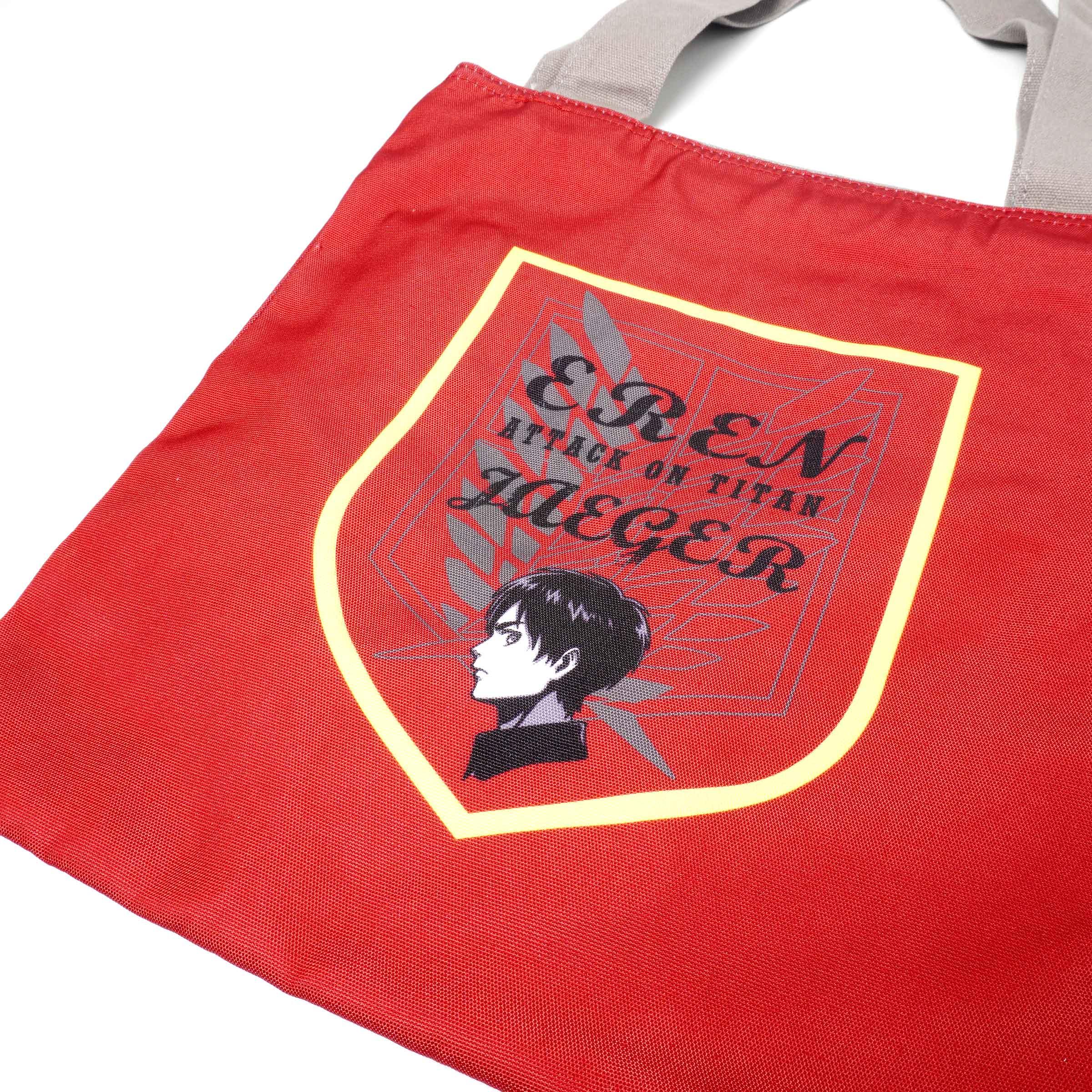 Attack on Titan Eren Red Canvas Character Tote Bag - BUCKET POPCORN