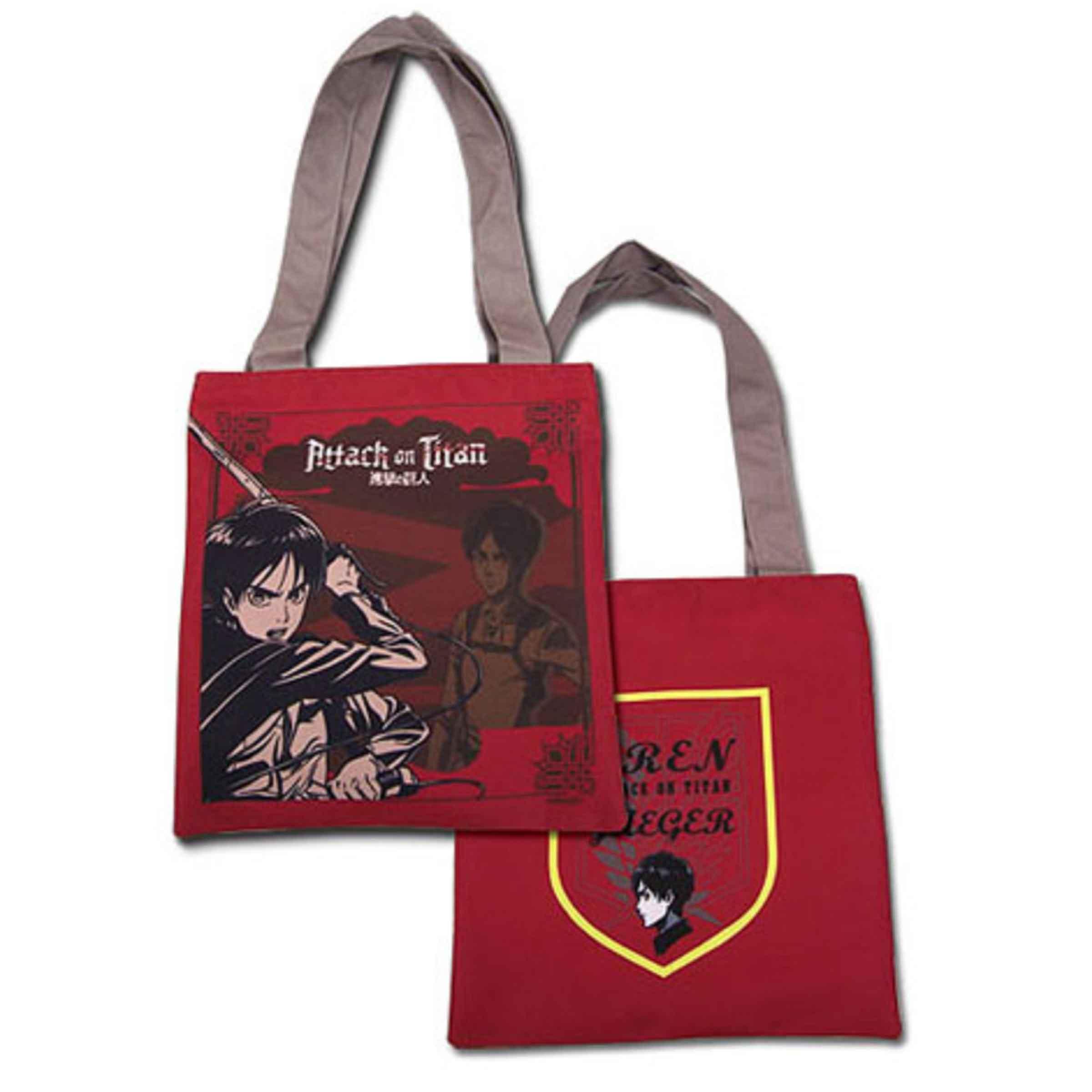 Attack on Titan Eren Red Canvas Character Tote Bag - BUCKET POPCORN