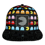 Pac-Man AOP Print Patch Youth Flat Bill Snapback Hat - BUCKET POPCORN