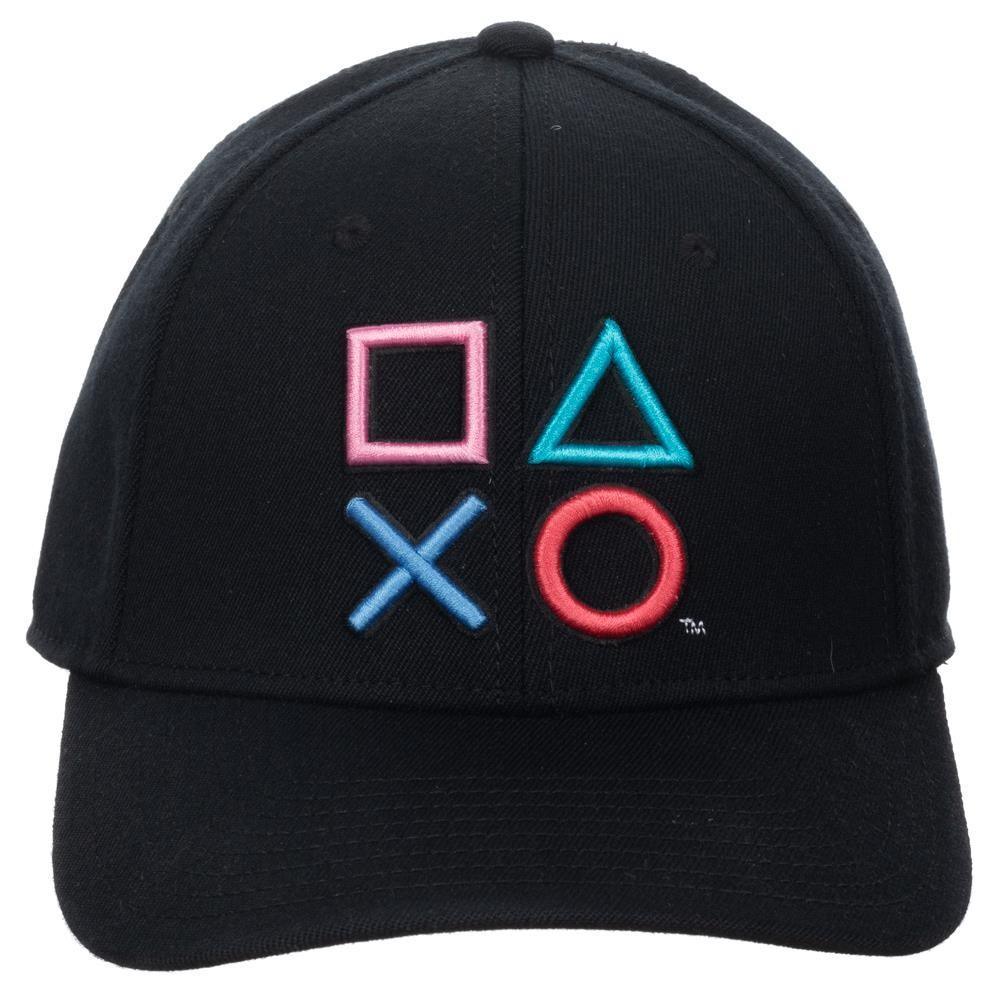 Playstation 3D Embroidered Buttons Flex Fit Hat - BUCKET POPCORN