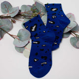 Womens Cute Leopard All Over Print Crew Socks - BUCKET POPCORN