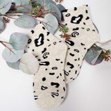 Womens Cute Leopard All Over Print Crew Socks - BUCKET POPCORN