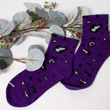 Womens Cute Leopard All Over Print Crew Socks - BUCKET POPCORN