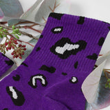 Womens Cute Leopard All Over Print Crew Socks - BUCKET POPCORN