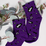 Womens Cute Leopard All Over Print Crew Socks - BUCKET POPCORN