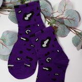 Womens Cute Leopard All Over Print Crew Socks - BUCKET POPCORN