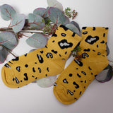 Womens Cute Leopard All Over Print Crew Socks - BUCKET POPCORN