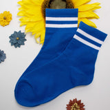 Womens Striped Neon Color Cute Crew Socks - BUCKET POPCORN