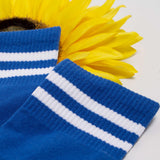 Womens Striped Neon Color Cute Crew Socks - BUCKET POPCORN