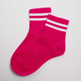 Womens Striped Neon Color Cute Crew Socks - BUCKET POPCORN