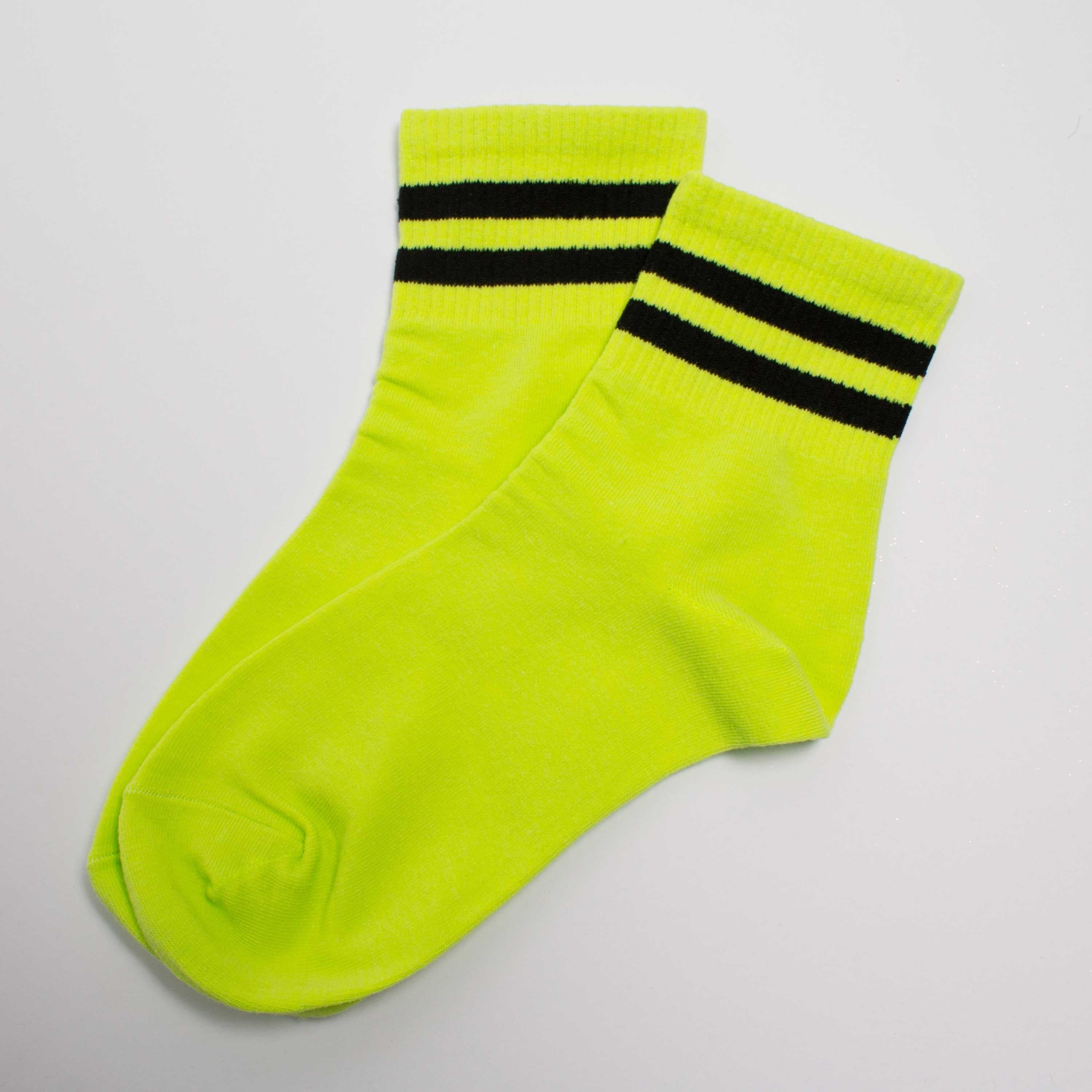 Womens Striped Neon Color Cute Crew Socks - BUCKET POPCORN
