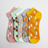 Womesn Cute Textured Checker Anklet Socks