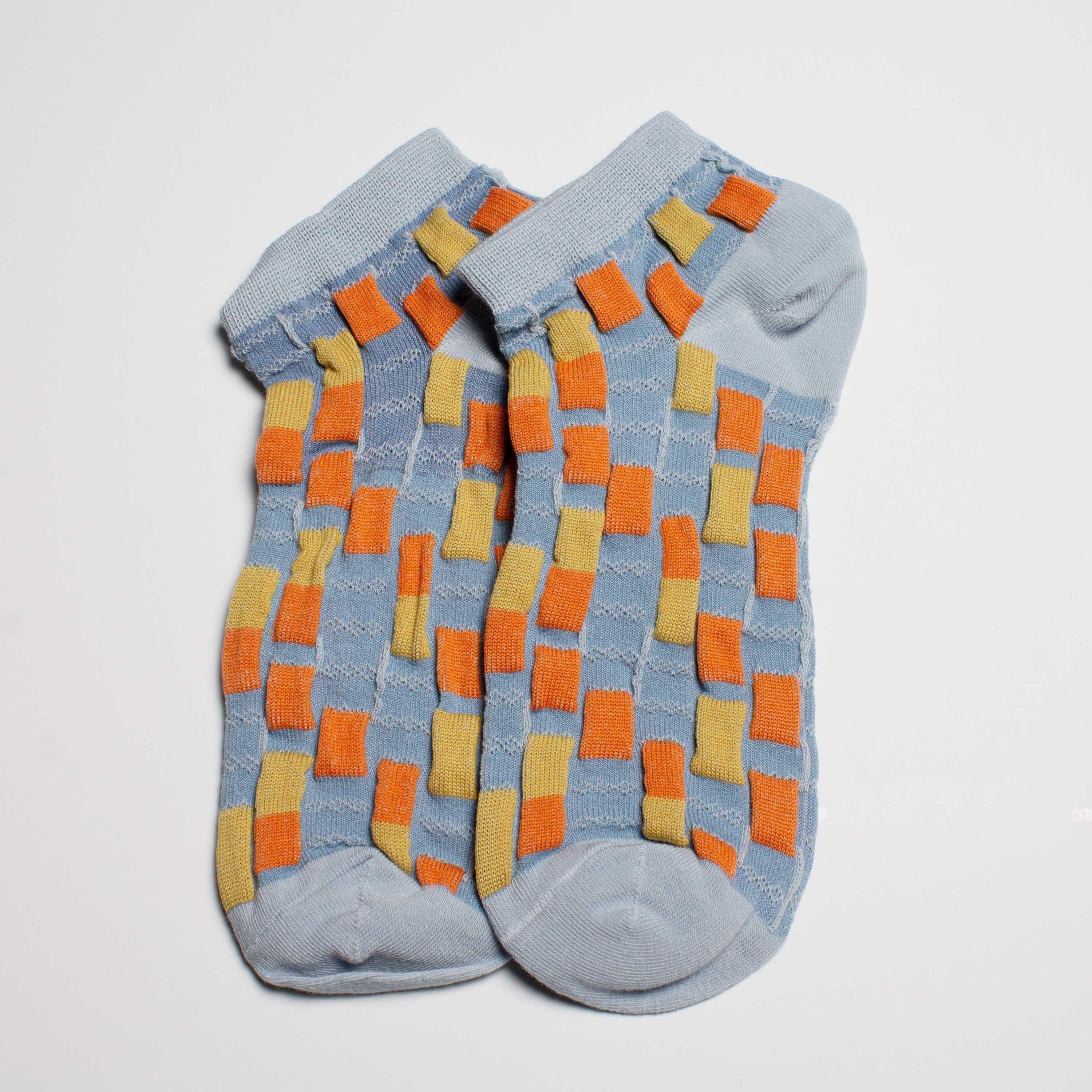 Womesn Cute Textured Checker Anklet Socks - BUCKET POPCORN