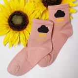 Womens Cute Weather Icon Crew Socks - BUCKET POPCORN