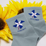 Womens Cute Weather Icon Crew Socks - BUCKET POPCORN