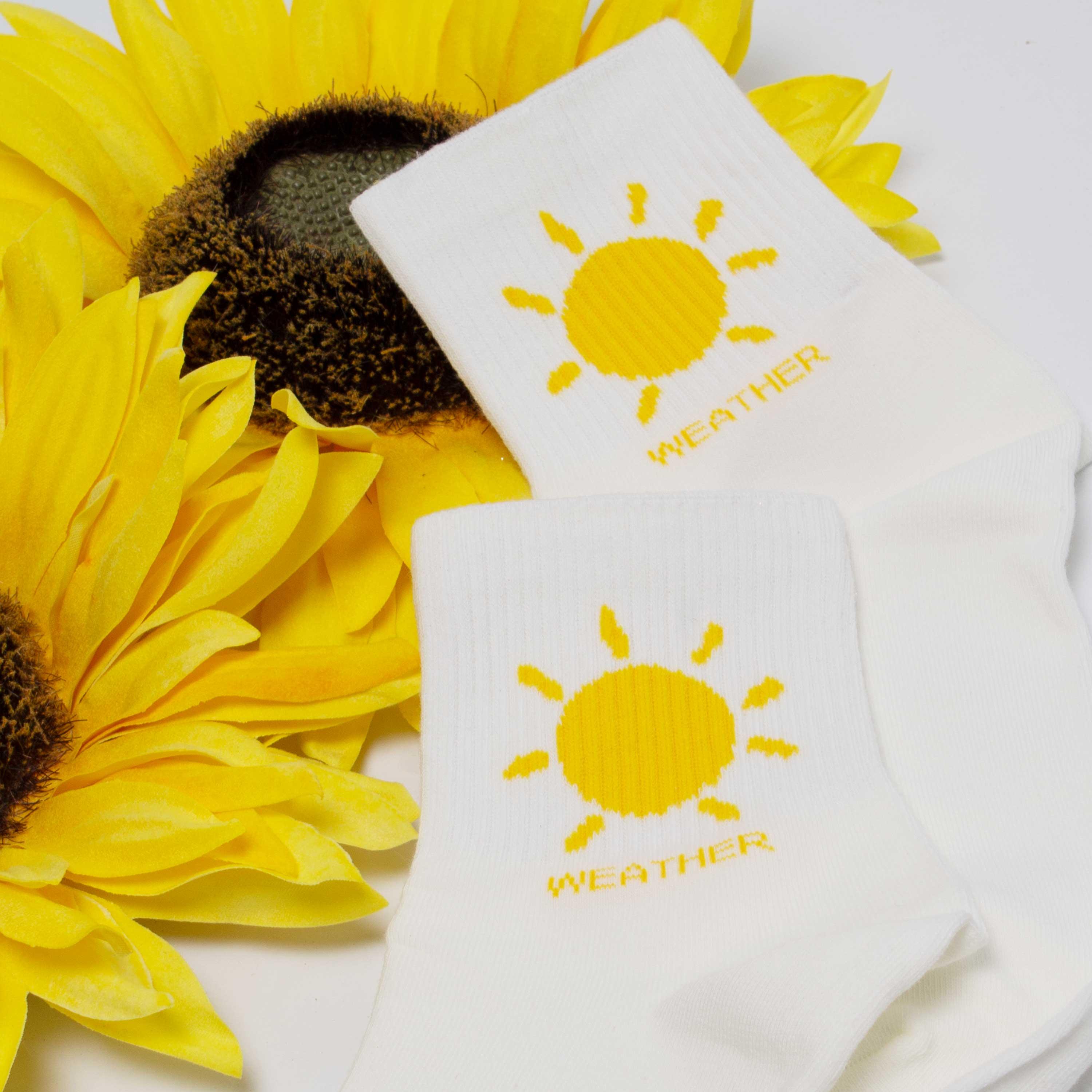 Womens Cute Weather Icon Crew Socks - BUCKET POPCORN