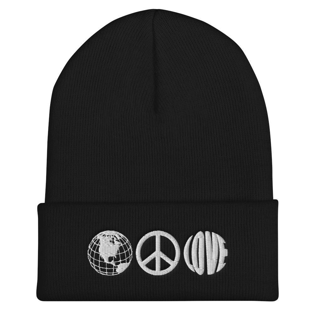 Peace and Love Unisex Embroidered Cuffed Beanie - BUCKET POPCORN