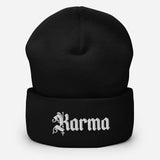 Karma Embroidered Unisex Cuffed Beanie