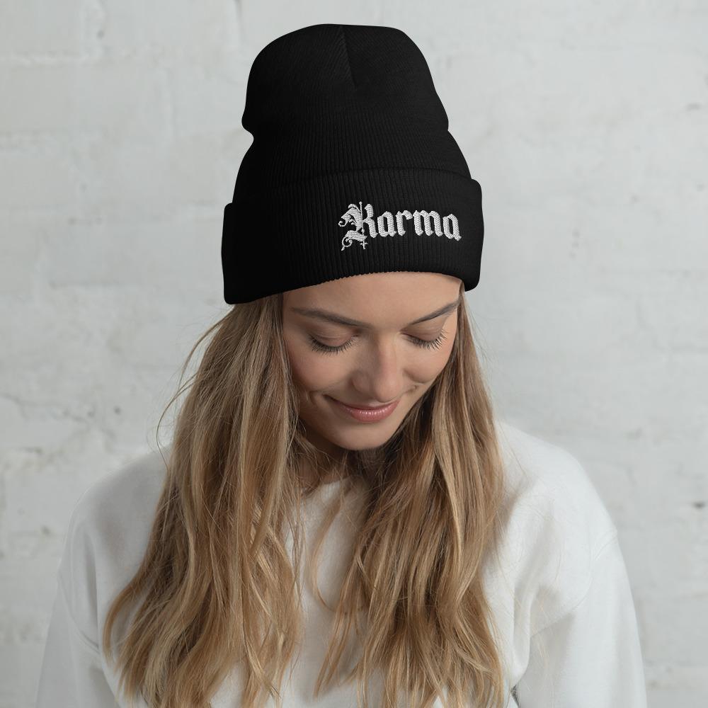Karma Embroidered Unisex Cuffed Beanie - BUCKET POPCORN