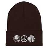 Peace and Love Unisex Embroidered Cuffed Beanie - BUCKET POPCORN