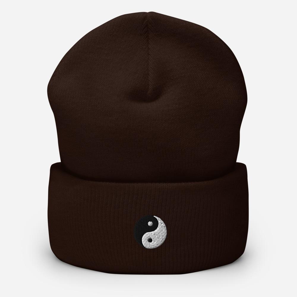 Yin Yang Symbol Embroidered Unisex Cuffed Beanie - BUCKET POPCORN