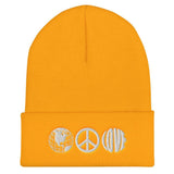 Peace and Love Unisex Embroidered Cuffed Beanie - BUCKET POPCORN