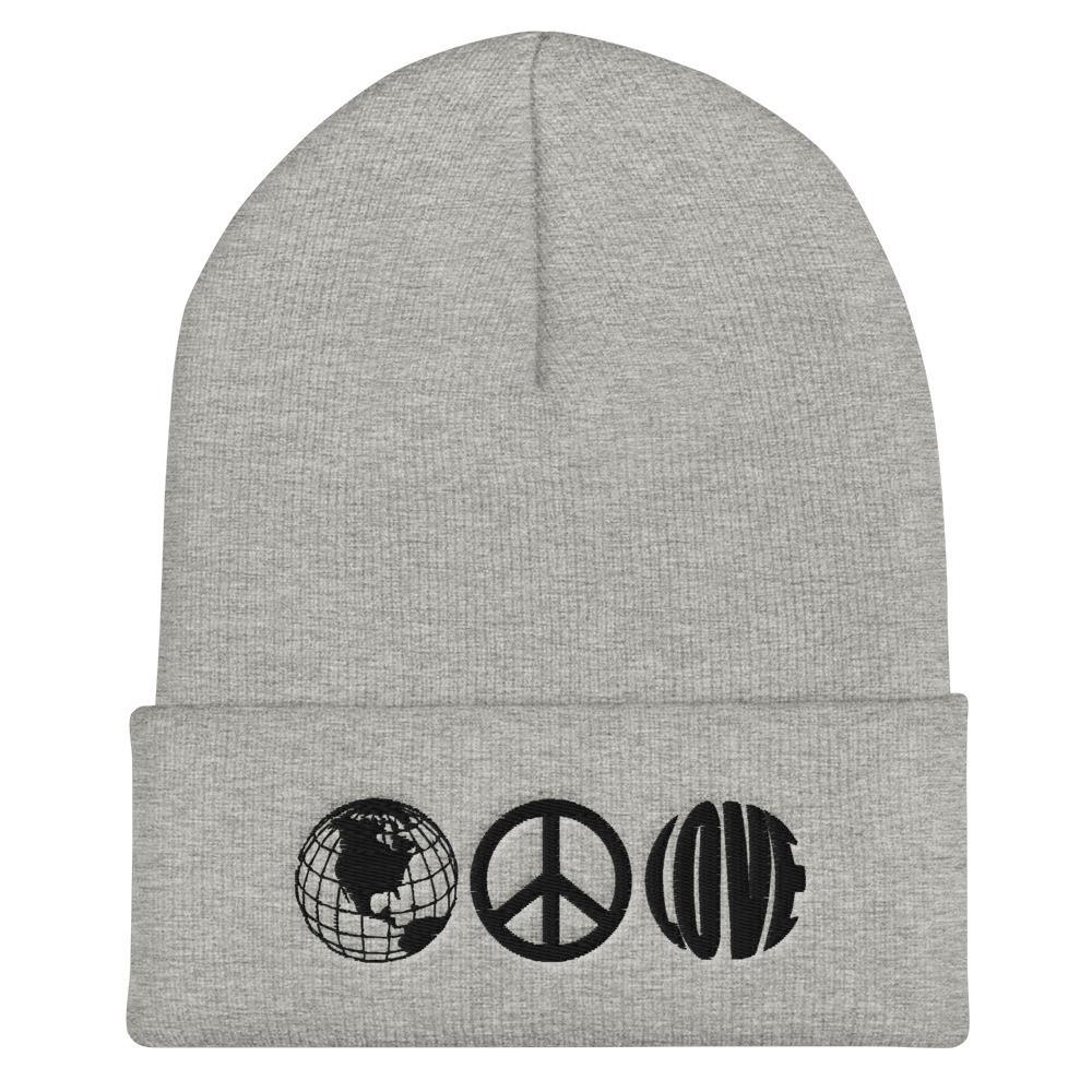 Love and Peace Embroidered Unisex Cuffed Beanie - BUCKET POPCORN
