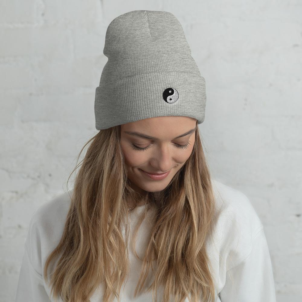 Yin Yang Symbol Embroidered Unisex Cuffed Beanie - BUCKET POPCORN