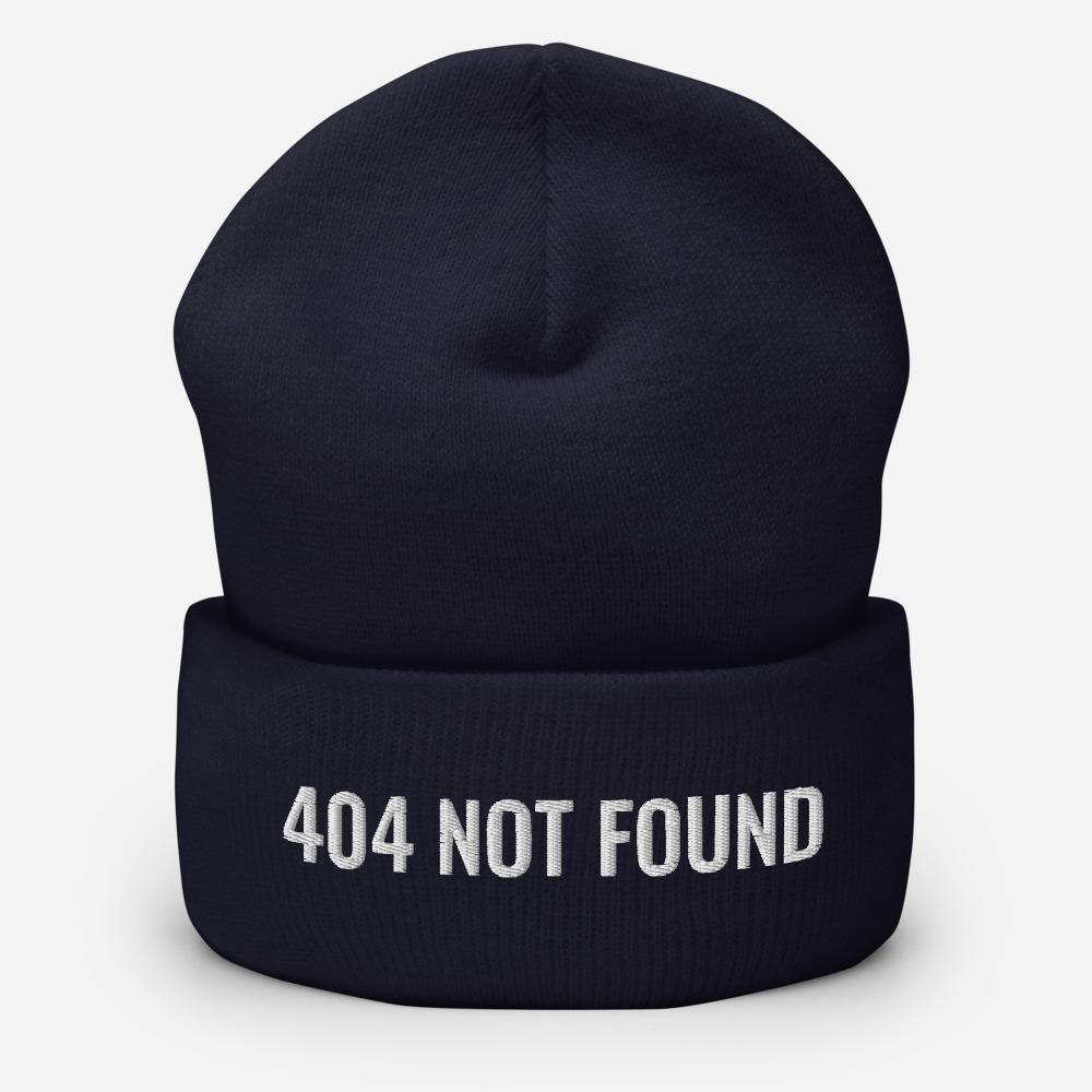 404 Not Found Unisex Embroidered Funny Cuffed Beanie - BUCKET POPCORN