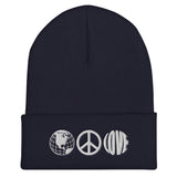 Peace and Love Unisex Embroidered Cuffed Beanie - BUCKET POPCORN