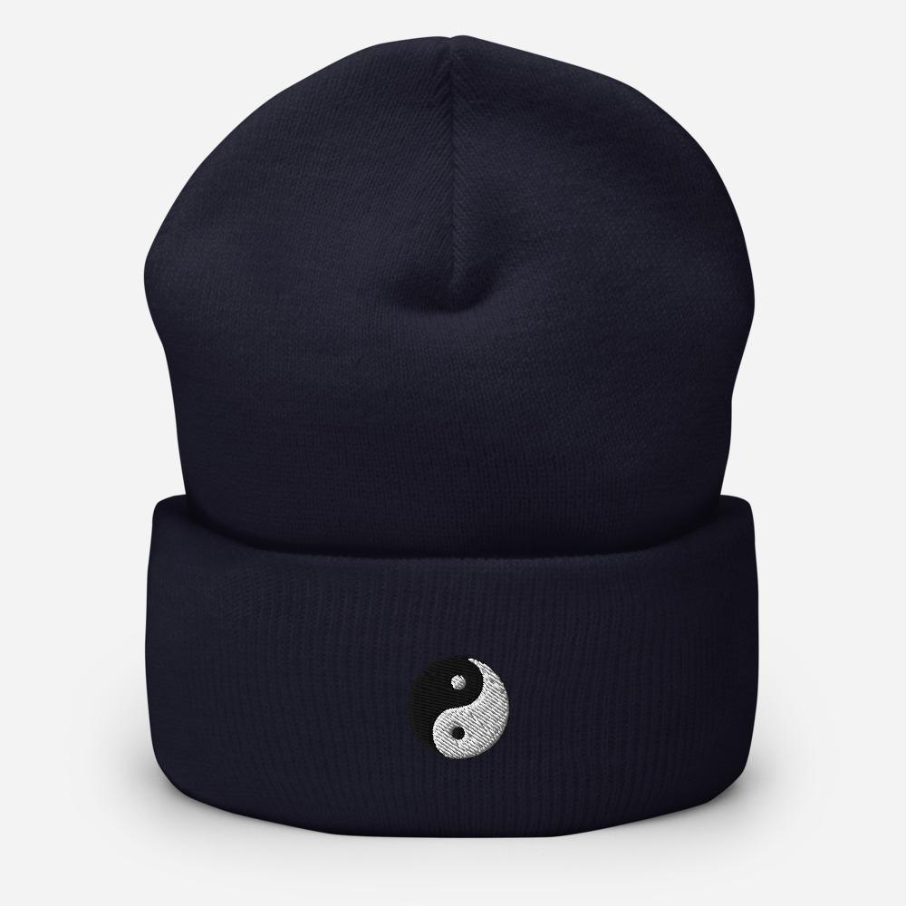 Yin Yang Symbol Embroidered Unisex Cuffed Beanie - BUCKET POPCORN