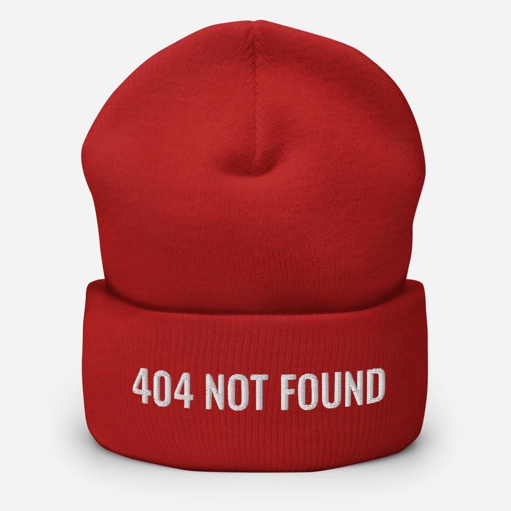 404 Not Found Unisex Embroidered Funny Cuffed Beanie - BUCKET POPCORN