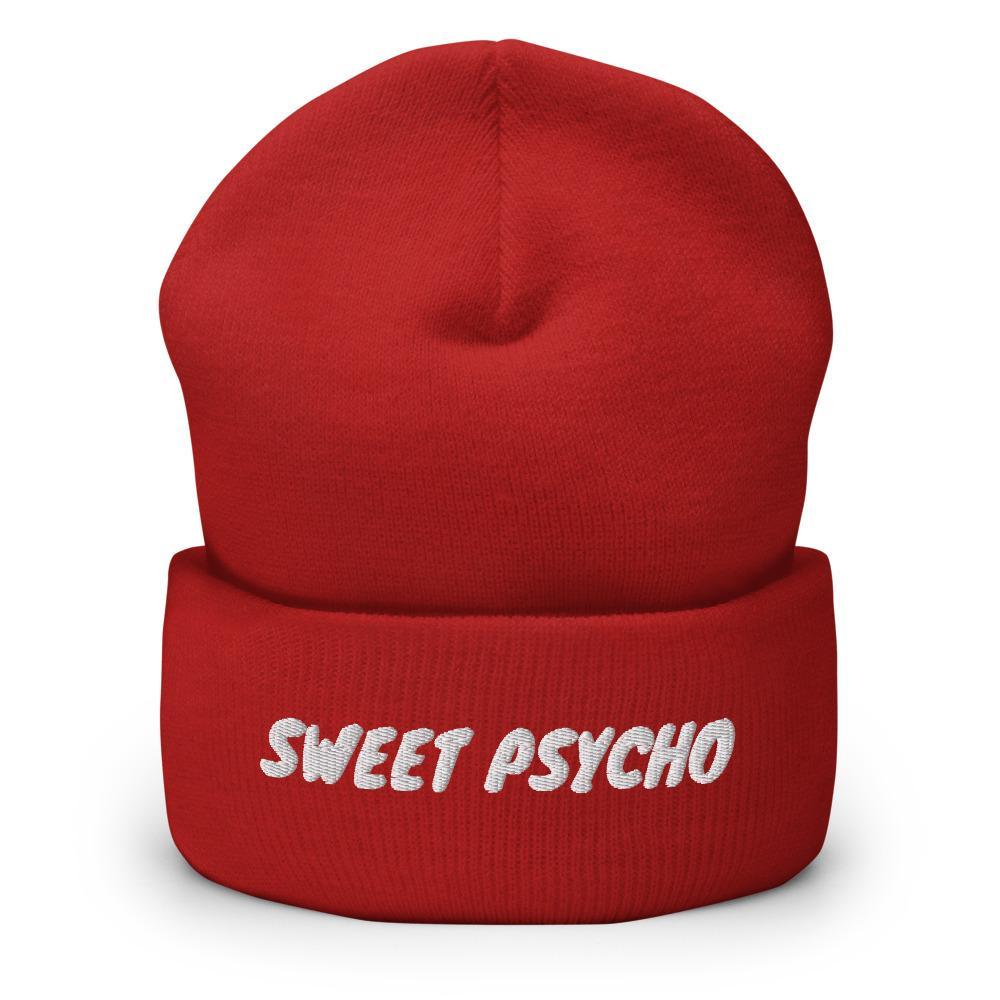 Sweet Psycho Funny Embroidered Unisex Cuffed Beanie - BUCKET POPCORN