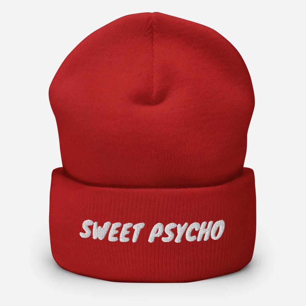 Sweet Psycho Funny Embroidered Unisex Cuffed Beanie - BUCKET POPCORN