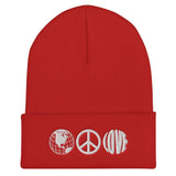 Peace and Love Unisex Embroidered Cuffed Beanie - BUCKET POPCORN
