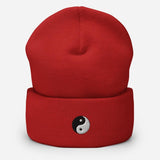 Yin Yang Symbol Embroidered Unisex Cuffed Beanie - BUCKET POPCORN