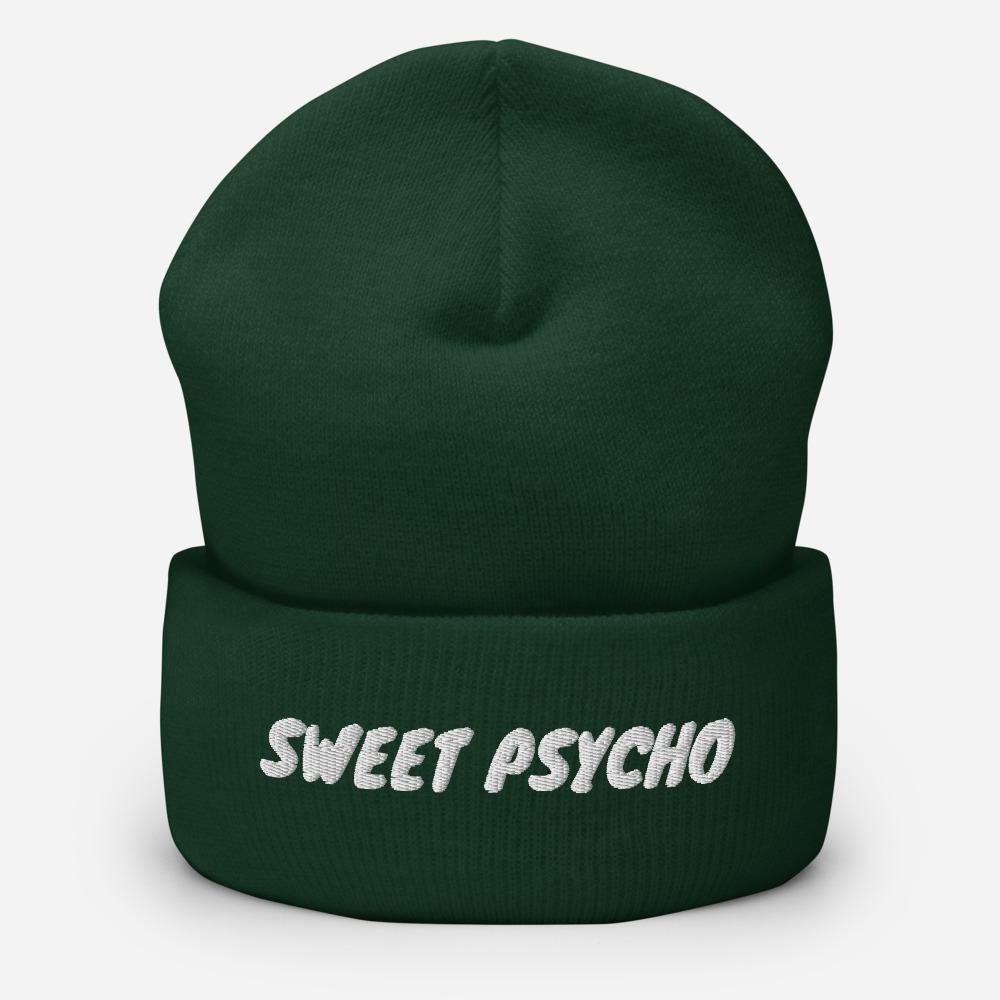 Sweet Psycho Funny Embroidered Unisex Cuffed Beanie - BUCKET POPCORN