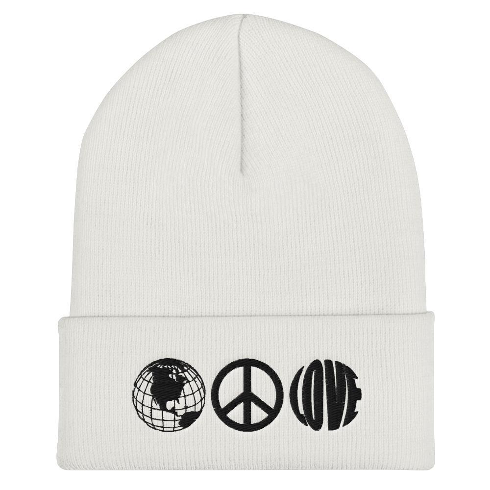 Love and Peace Embroidered Unisex Cuffed Beanie - BUCKET POPCORN