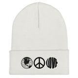 Love and Peace Embroidered Unisex Cuffed Beanie