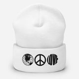 Love and Peace Embroidered Unisex Cuffed Beanie - BUCKET POPCORN
