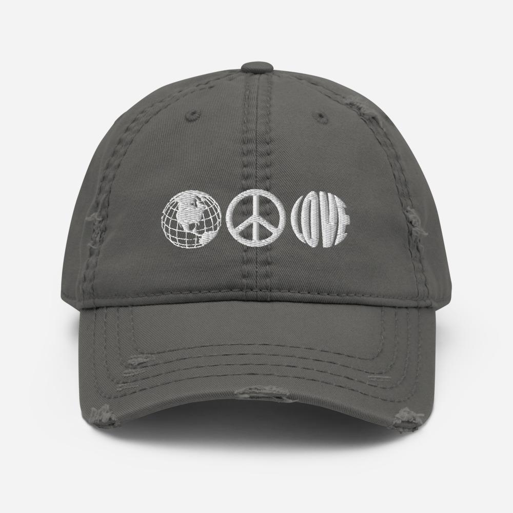 Love and Peace Embroidered Unisex Distressed Dad Hat - BUCKET POPCORN