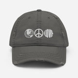 Love and Peace Embroidered Unisex Distressed Dad Hat - BUCKET POPCORN