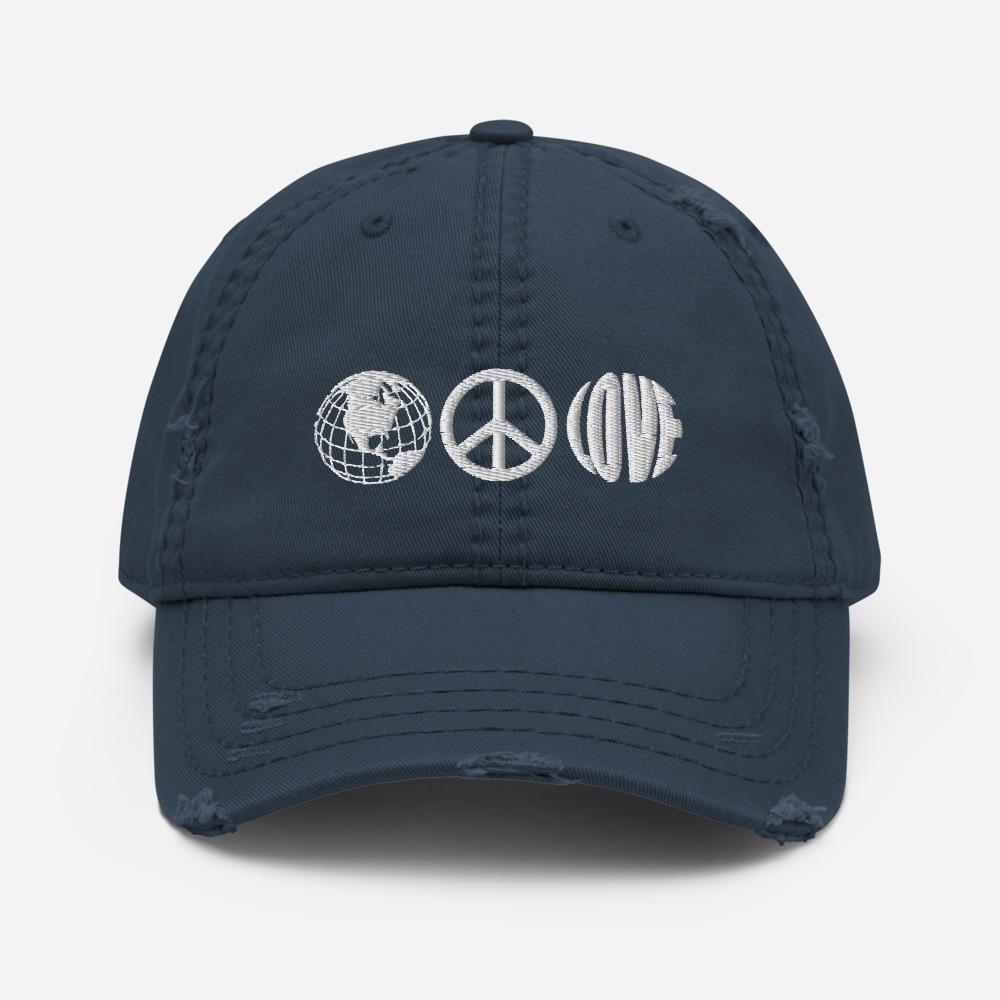 Love and Peace Embroidered Unisex Distressed Dad Hat - BUCKET POPCORN