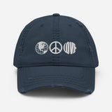 Love and Peace Embroidered Unisex Distressed Dad Hat - BUCKET POPCORN