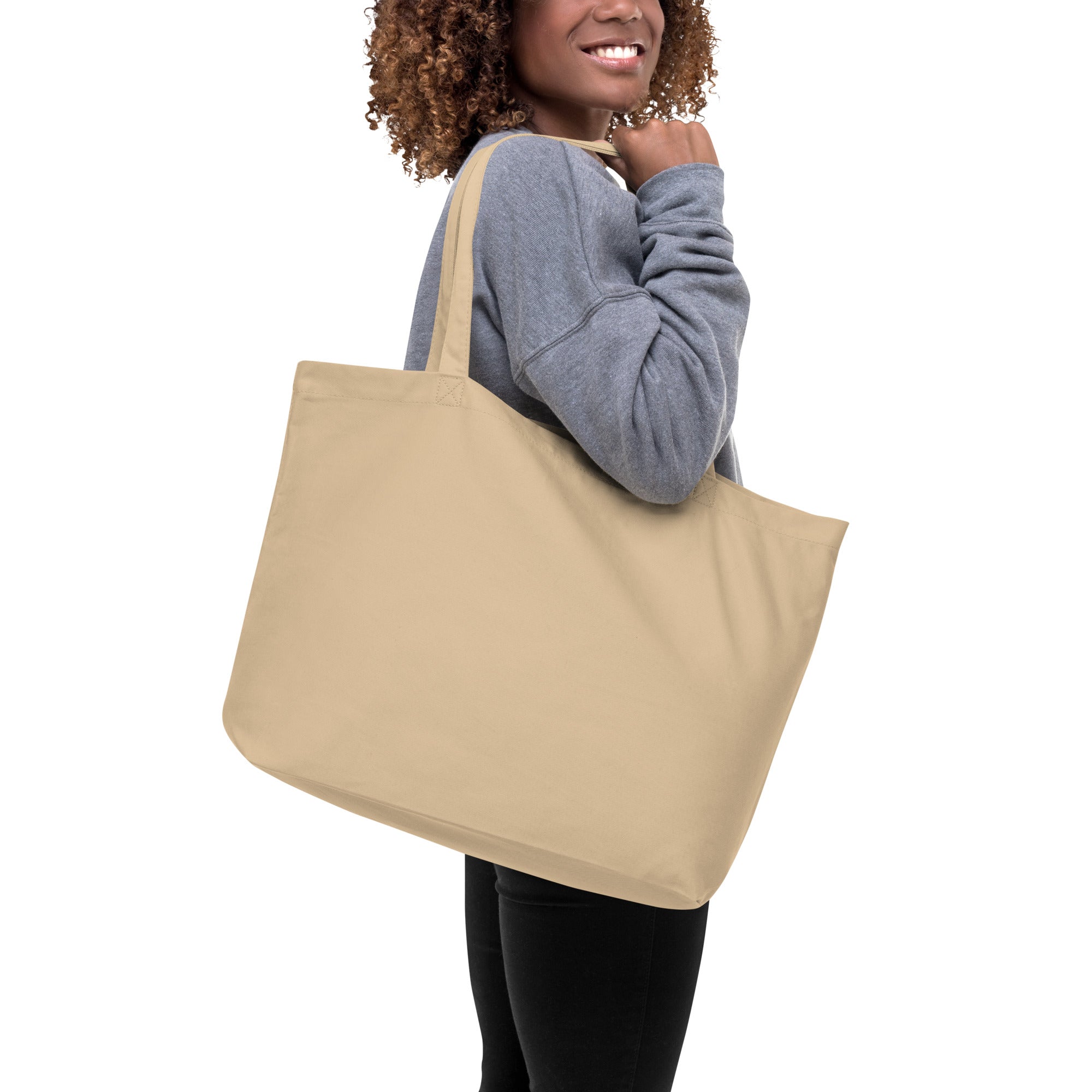 Funny "I am a Quitter, Not a Fighter" Cat Large organic tote bag