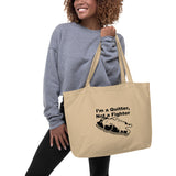Funny "I am a Quitter, Not a Fighter" Cat Large organic tote bag