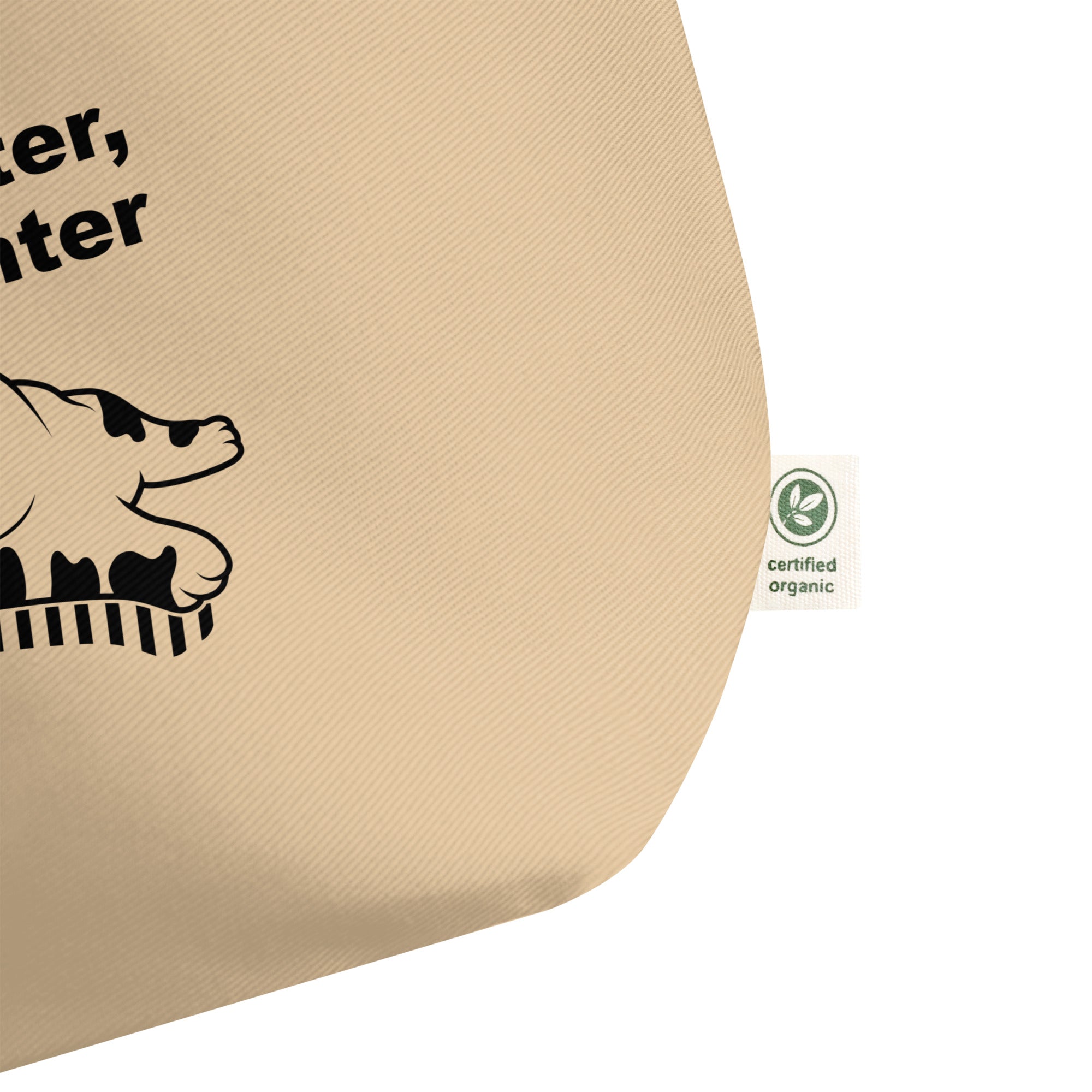 Funny "I am a Quitter, Not a Fighter" Cat Large organic tote bag