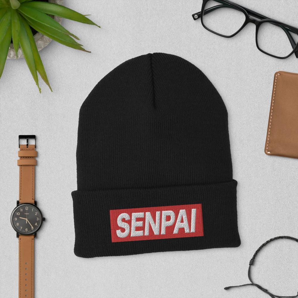 Senpai Japanese Word Anime Lover Unisex Cuffed Beanie - BUCKET POPCORN